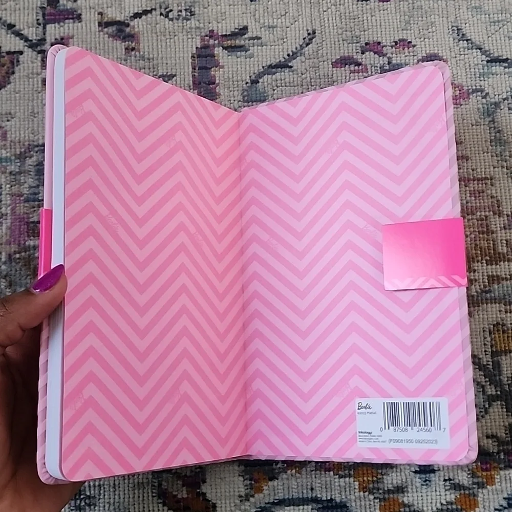 NWT, Barbie Pink Journal Diaries Notebook Drawing Pad Vegan Leather Secret Book